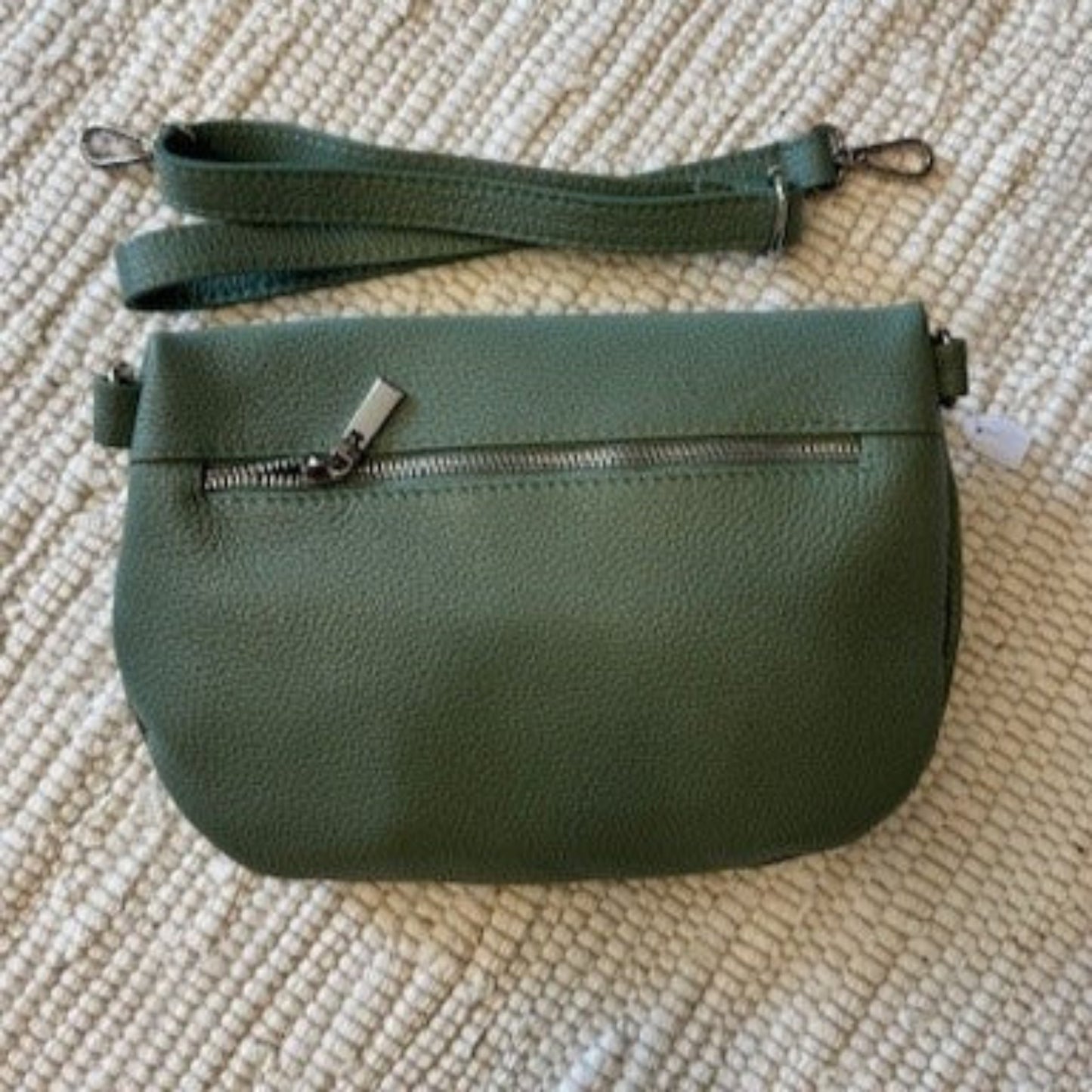 Leder Handtasche Crossbag grün