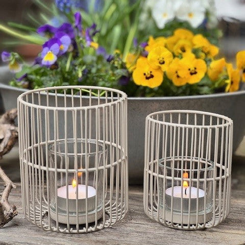 Boltze 2 tlg. Set Metall Windlicht Cindy beige