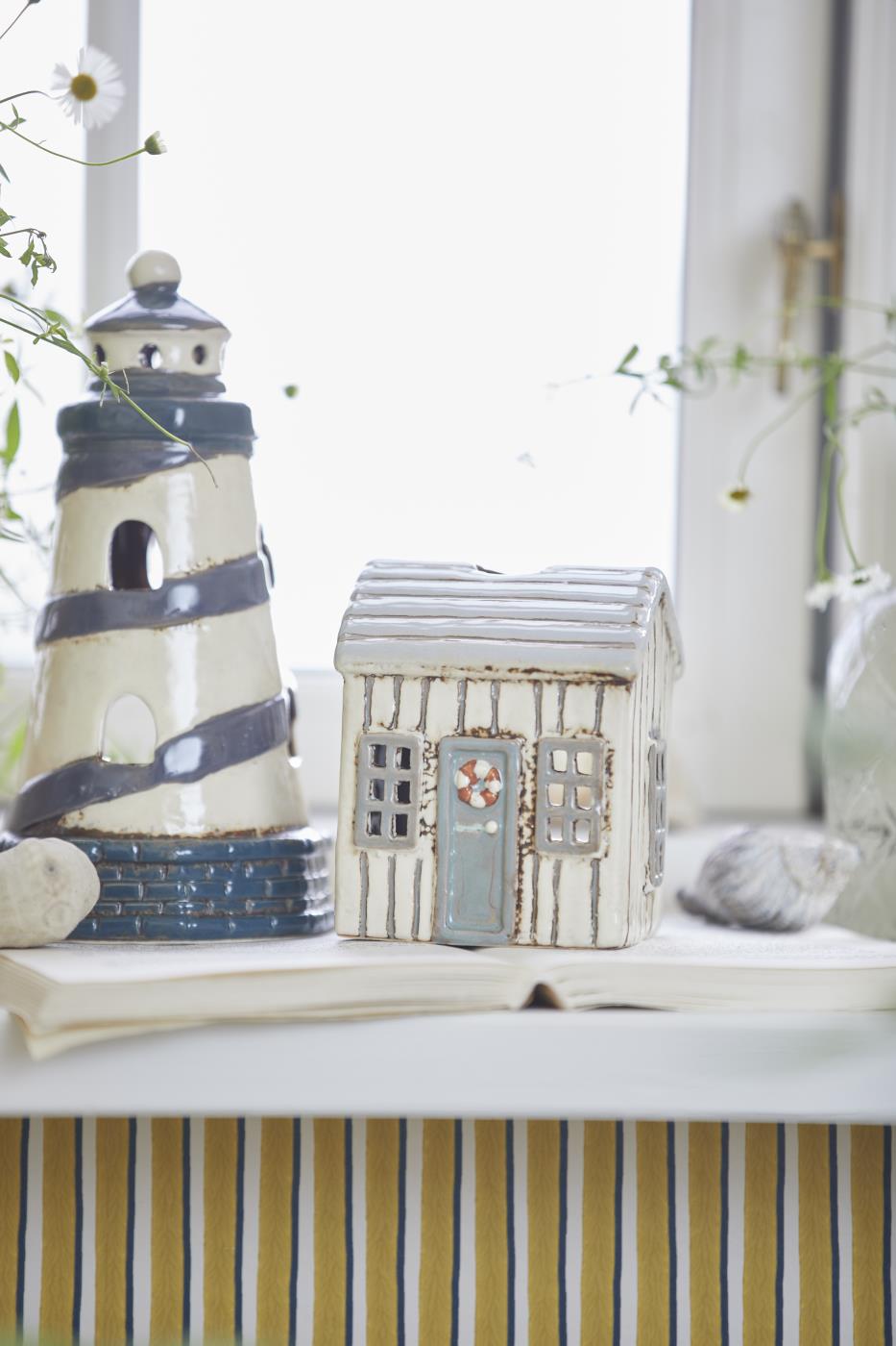 IB Laursen Haus für Teelicht Lokken creme/graue Tür