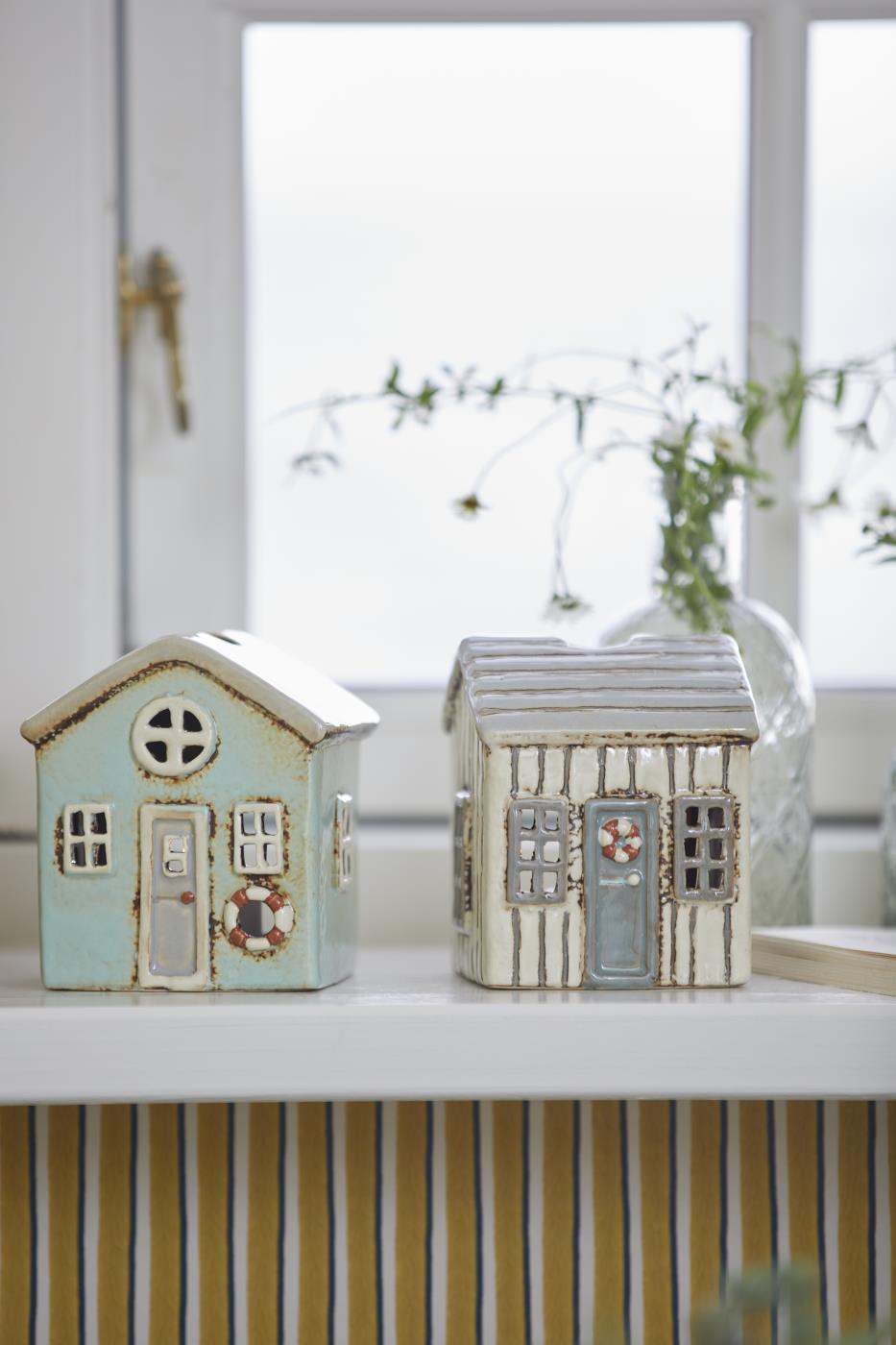 IB Laursen Haus für Teelicht Lokken creme/graue Tür