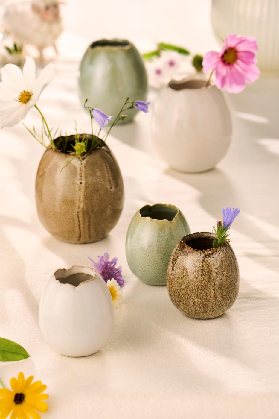 IB Laursen Eiförmige Vase grün 9,4 cm H