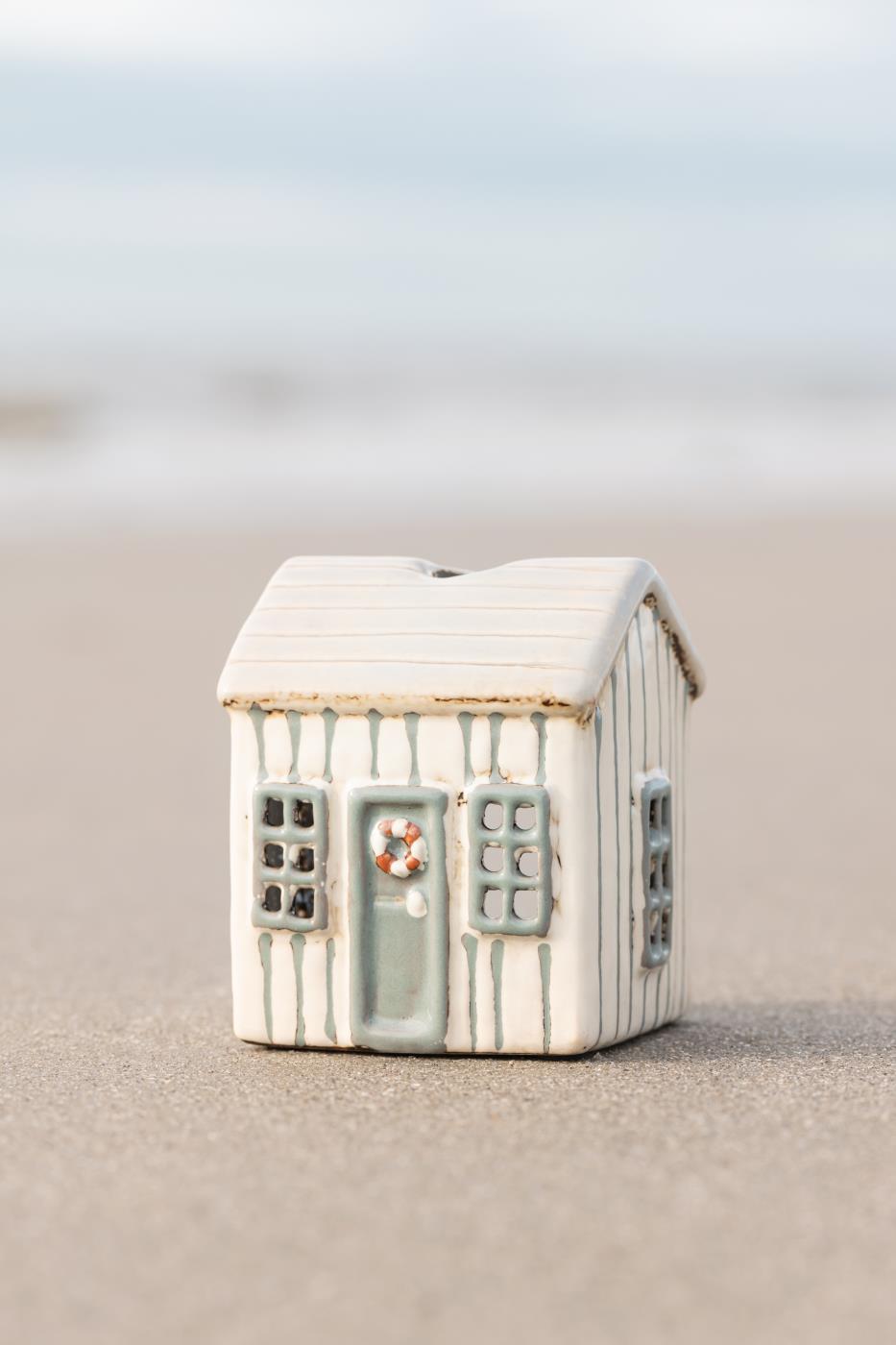 IB Laursen Haus für Teelicht Lokken creme/graue Tür