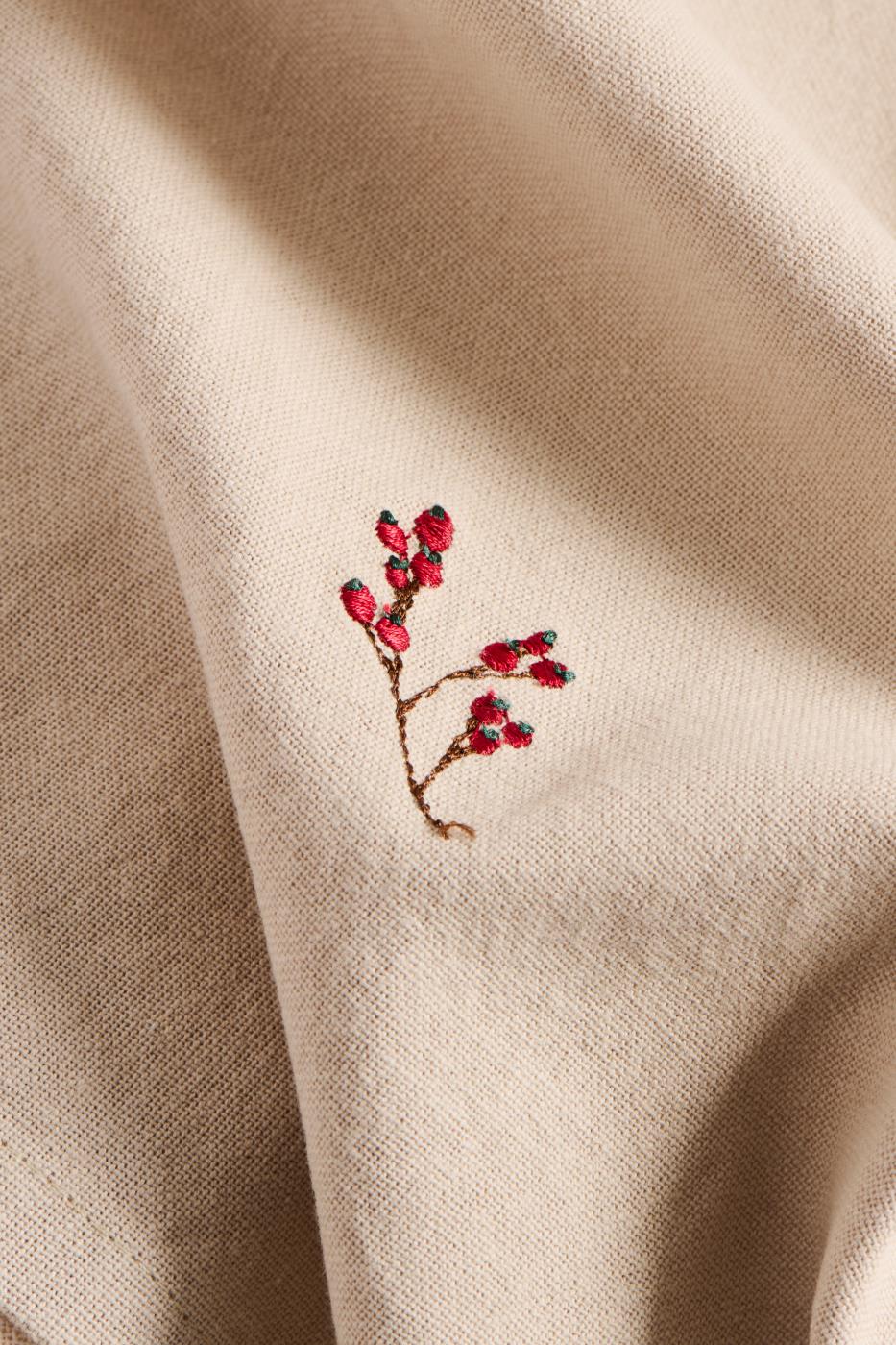IB Laursen Stoffserviette Tradition Winterbeeren leinenfarbig