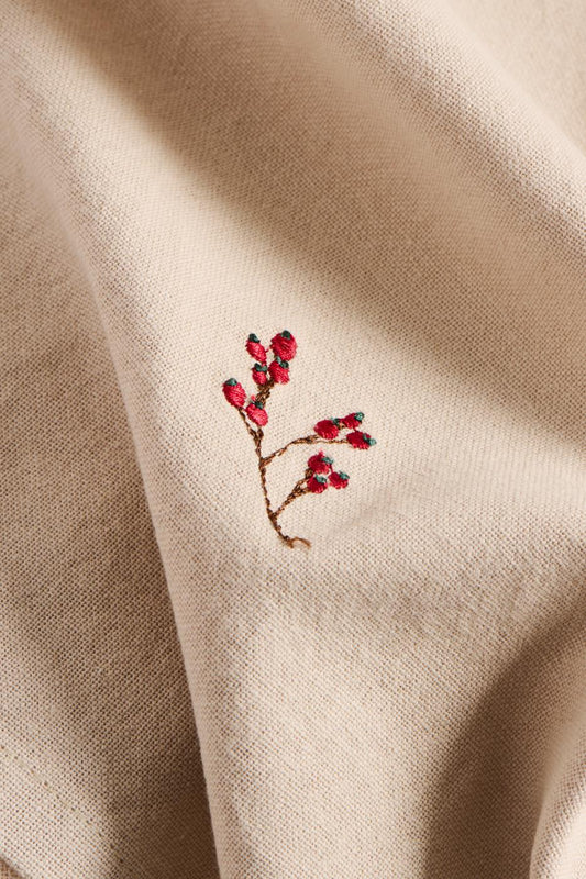 IB Laursen Stoffserviette Tradition Winterbeeren leinenfarbig