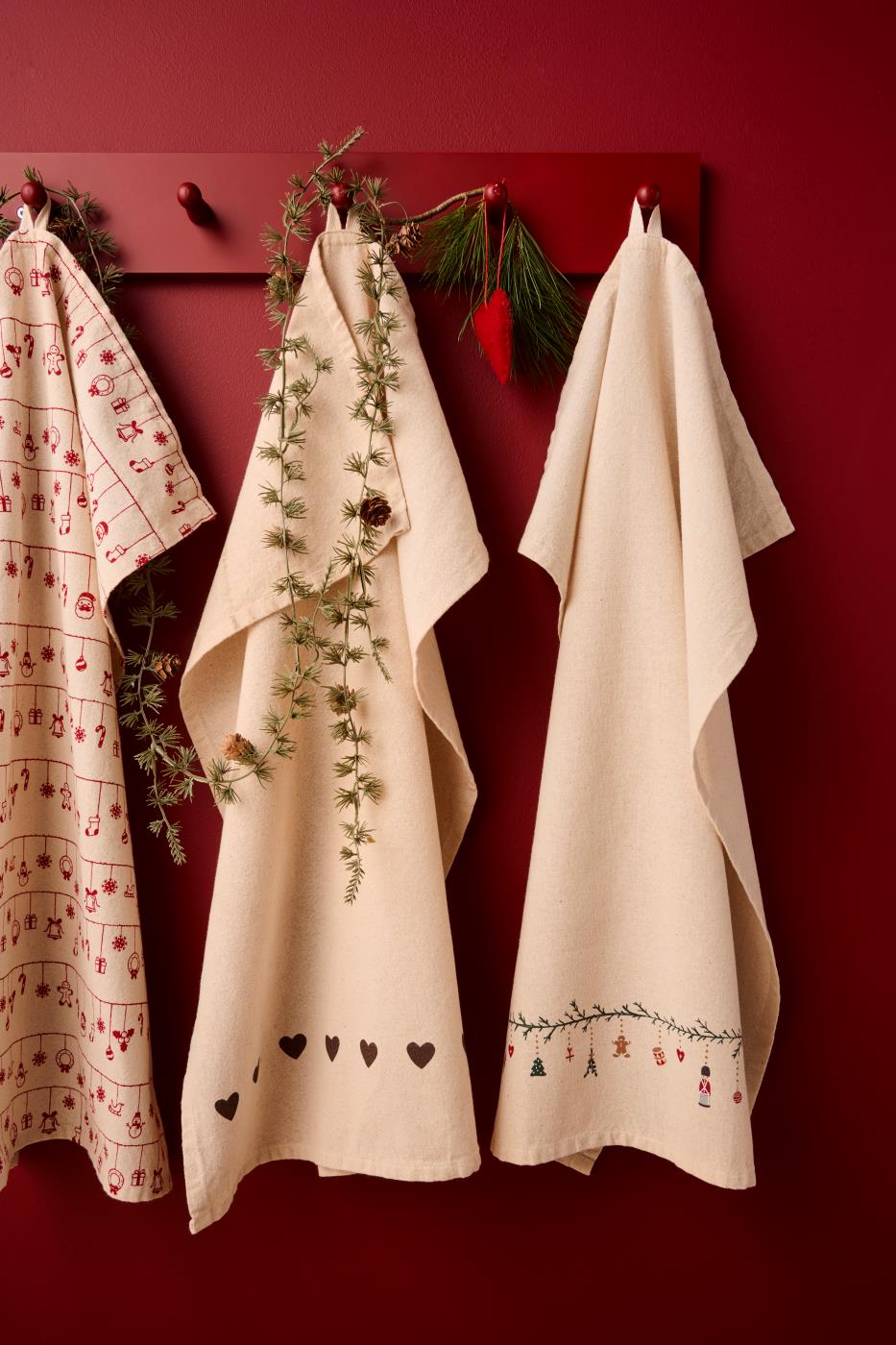 IB Laursen Geschirrtuch Johanne braune Herzen