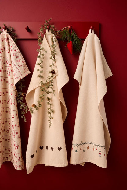 IB Laursen Geschirrtuch Johanne braune Herzen