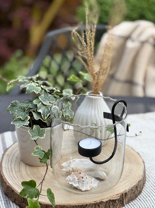 Exner Glas Windlicht Verre 10 cm H mit Kerzenhalter