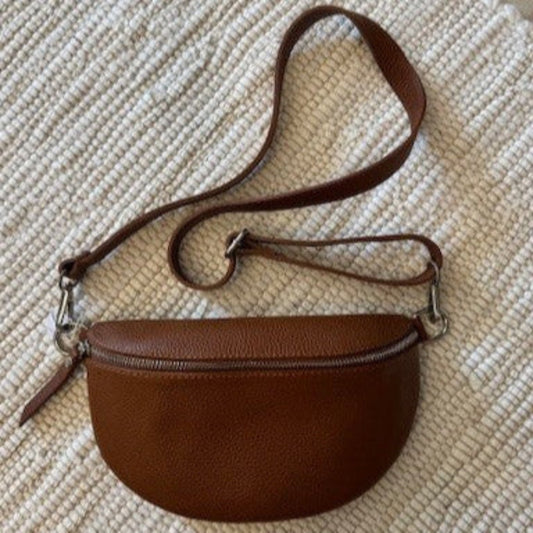 Handtasche klein Leder Crossbag Cognac