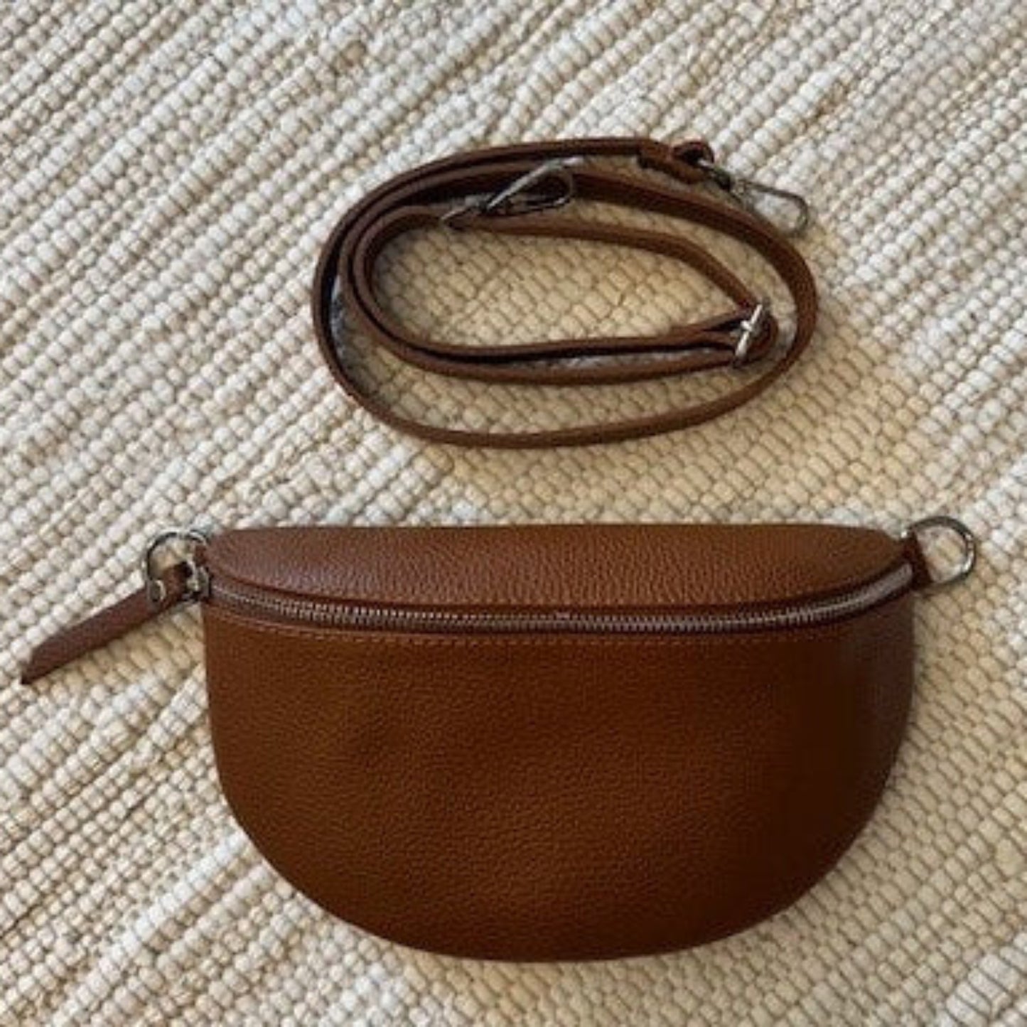Handtasche klein Leder Crossbag Cognac