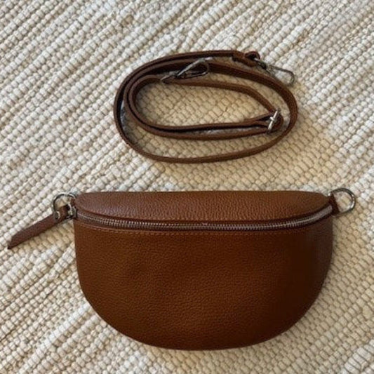 Handtasche klein Leder Crossbag Cognac